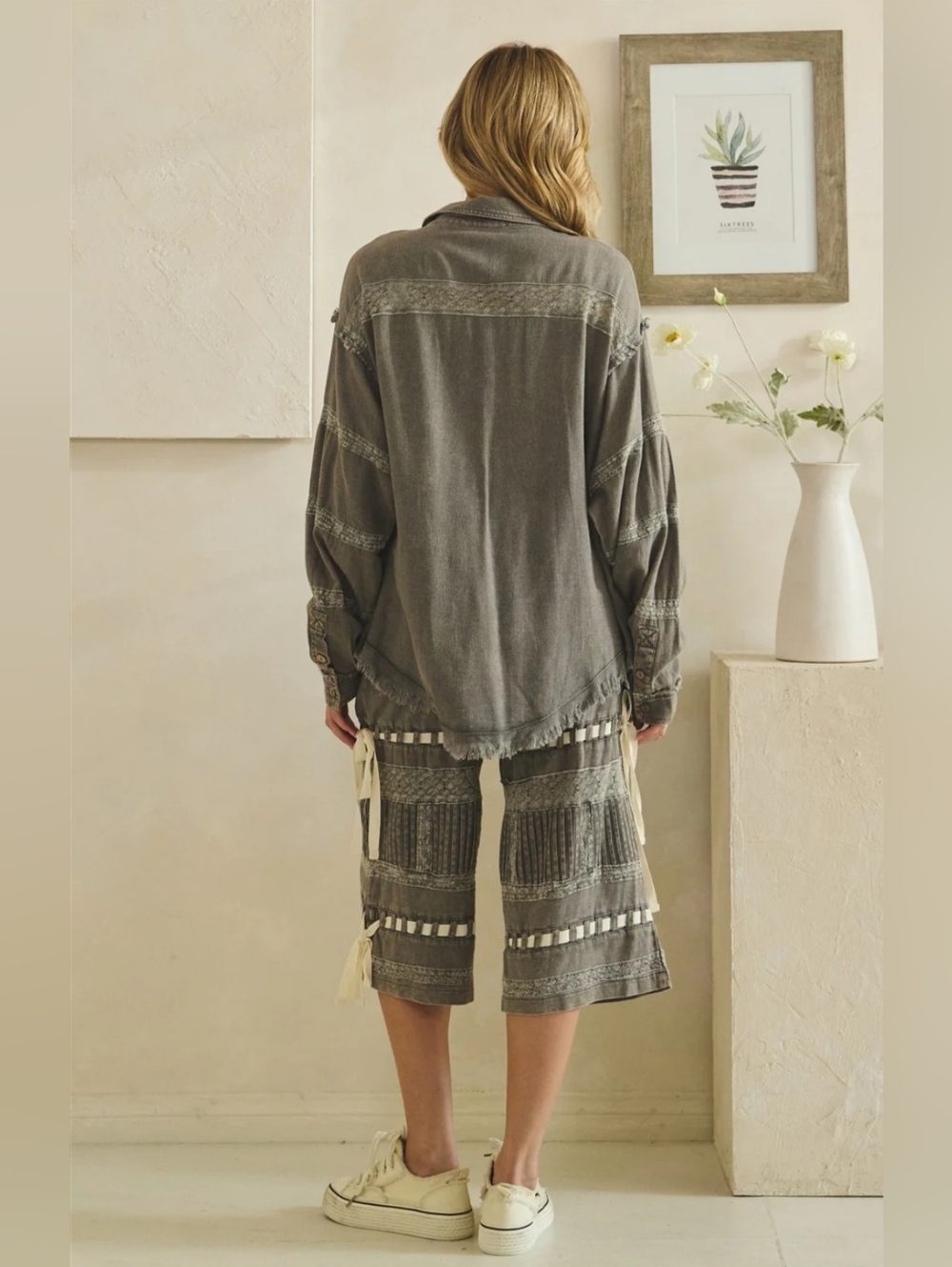 #1503 Oli & Hali Charcoal Artisan Patchwork Boho Set - Picture 12 of 16